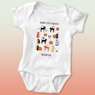 Halloween Cats Spooky Personalised Baby Bodysuit