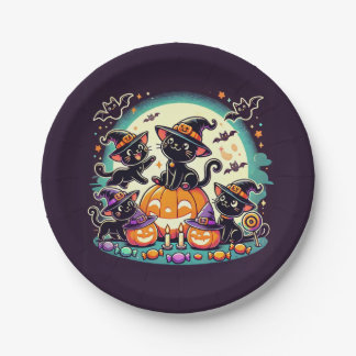 Halloween Cats T-Shirt Paper Plate