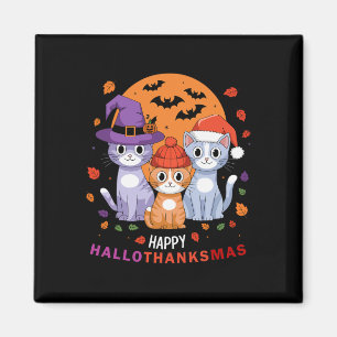 Halloween Cats Thanksgiving Christmas Happy Hallot Magnet