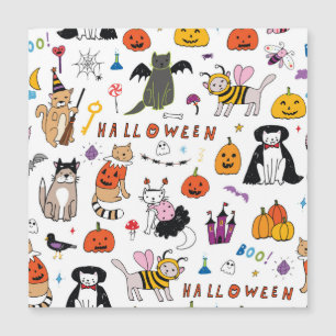 Halloween Cats Vintage Line Pattern