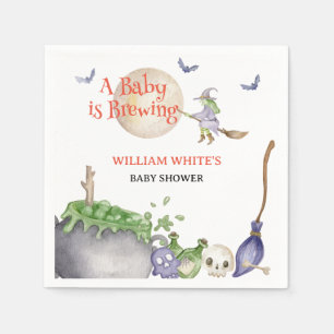 Halloween Cauldron Baby is Brewing Shower Napkin