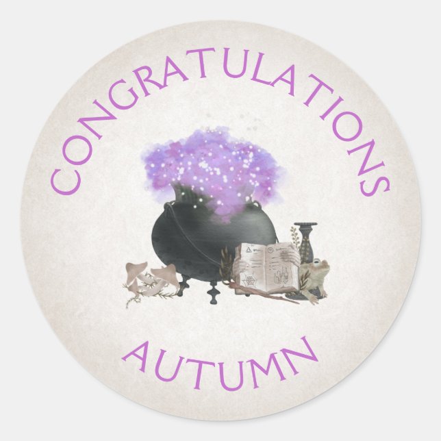 Halloween Cauldron Classic Round Sticker (Front)