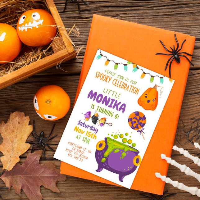 Halloween Cauldron Witch Birthday Invitation (Creator Uploaded)