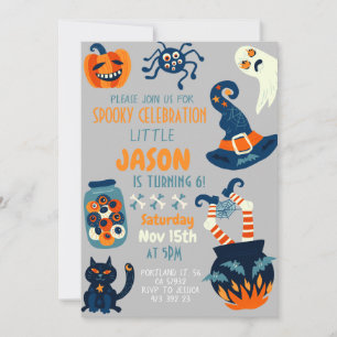 Halloween Cauldron Witch Kids Birthday Party Invitation