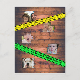 Halloween Caution Tape Trapped Behind Wall Postcard