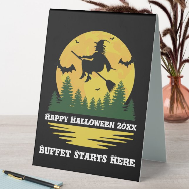 Halloween Caution Witch Crossing Flying Broomstick (In SItu (Table))