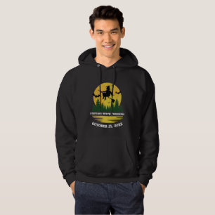 Halloween Caution Witch Crossing Flying Broomstick Hoodie