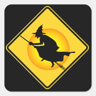 Halloween Caution Witch Stickers
