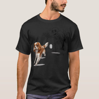 Halloween Cavalier King Charles And Skeleton T-Shirt
