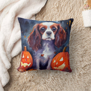 Halloween Cavalier King Charles Spaniel Pumpkins Cushion