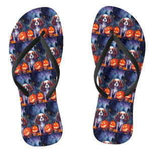 Halloween Cavalier King Charles Spaniel Pumpkins Thongs