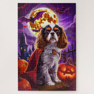 Halloween Cavalier King Vampire Pumpkins Scary Jigsaw Puzzle