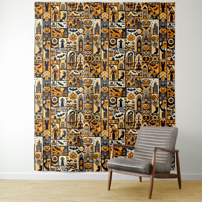 Halloween Characters Backdrops Tapestry (In Situ)