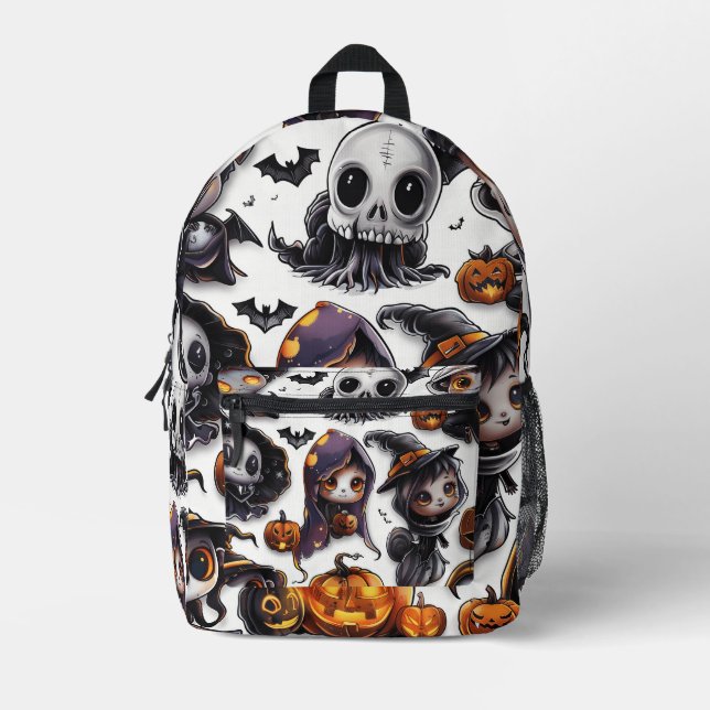 Halloween Characters Digital Art Printed Backpack (Front)