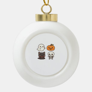 Halloween Characters – Ghost, Pumpkin, Black Cat & Ceramic Ball Christmas Ornament