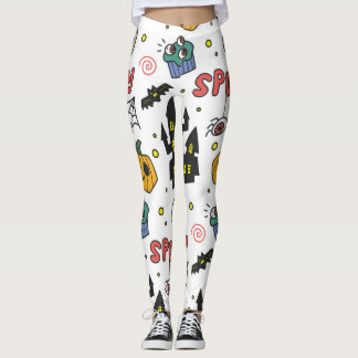 Halloween Characters: Whimsical Seamless Pattern Leggings