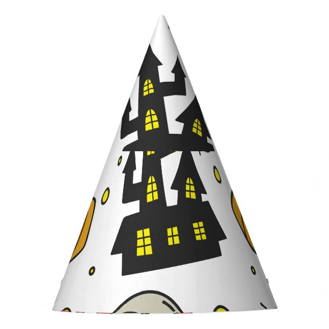 Halloween Characters: Whimsical Seamless Pattern Party Hat (Front)