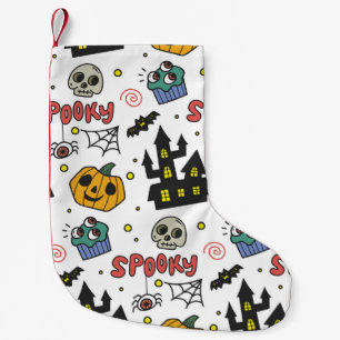 Halloween Characters: Whimsical Seamless Pattern Small Christmas Stocking