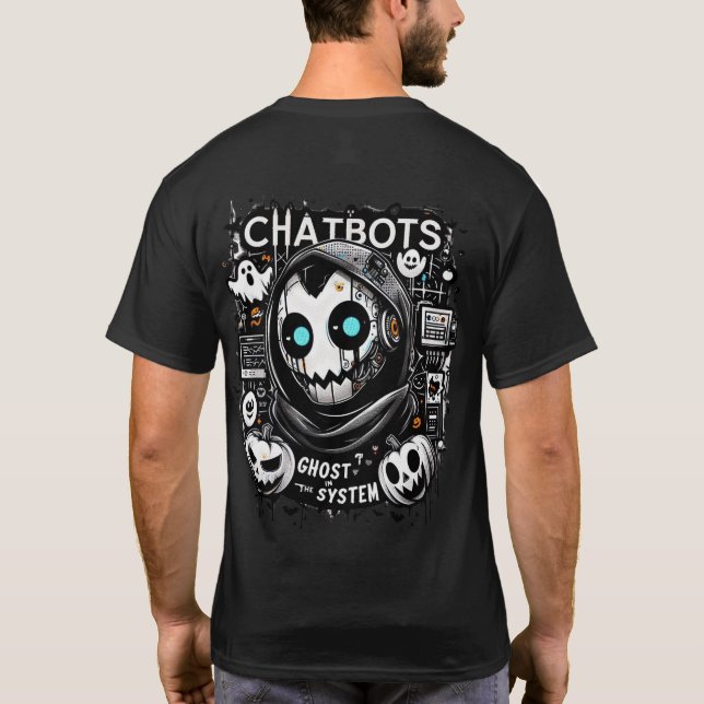 🤖Halloween Chatbot AI Funny Ghost In Machine 👻🎃 T-Shirt (Back)