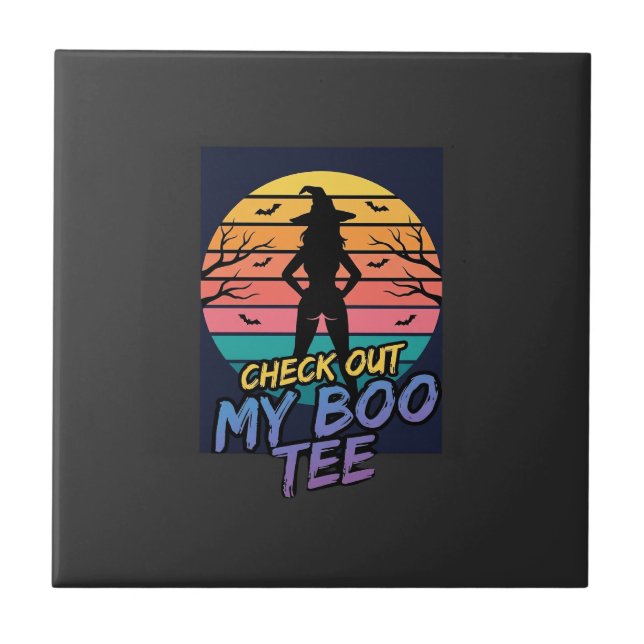 Halloween Check Out My Boo Tee Design_1 Ceramic Tile (Front)