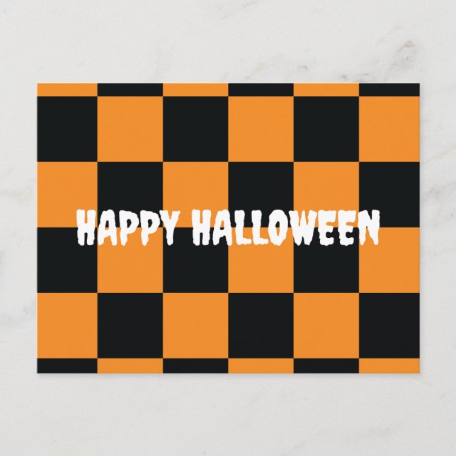 Halloween Checkers Pattern Postcard (Front)