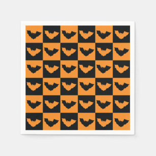 Halloween Checkers Pattern with Bats Napkin