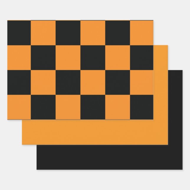 Halloween Checkers Pattern Wrapping Paper Sheet (Set)