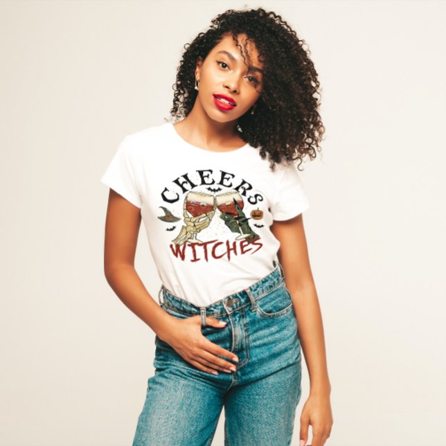 HALLOWEEN CHEER SKELETON WITCHES | WINE LOVERS T-Shirt (Creator Uploaded)