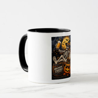 Halloween Cheers! Mug, Chilling Skeleton with Beer Mug