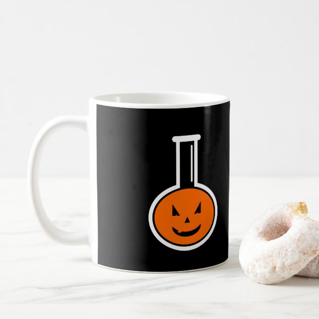 Halloween Chemistry Pumpkin Coffee Mug (With Donut)