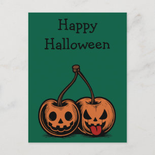 Halloween Cherry Jack-o-Lanterns Holiday Postcard
