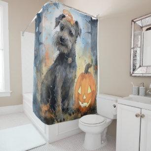Halloween Chesapeake Bay Terrier With Pumpkins Shower Curtain
