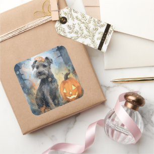 Halloween Chesapeake Bay Terrier With Pumpkins Square Sticker