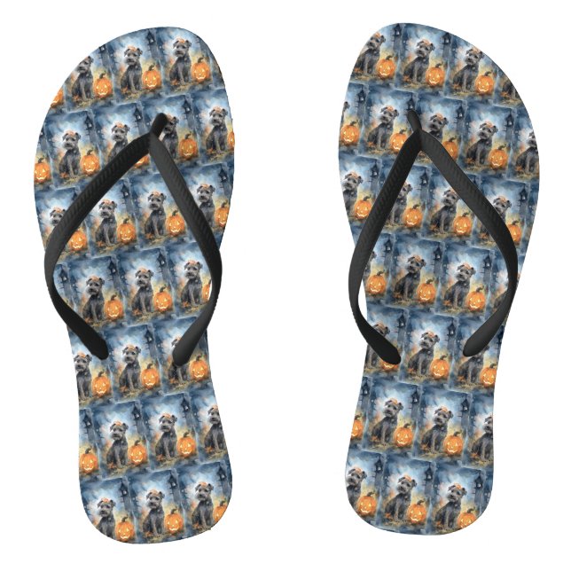 Halloween Chesapeake Bay Terrier With Pumpkins Thongs (Footbed)