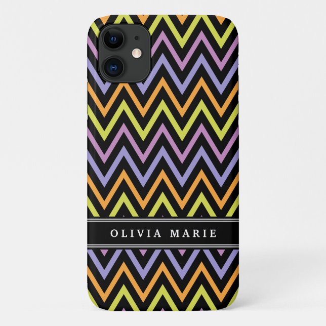 Halloween Chevron Pattern and Name Case-Mate iPhone Case (Back)