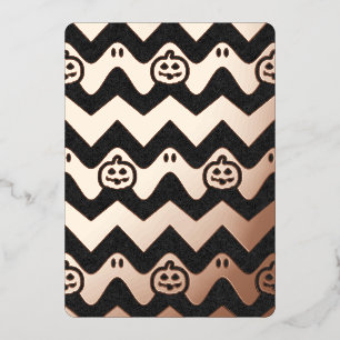 Halloween Chevron Pattern with Ghosts and Pumpkins