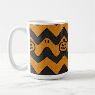 Halloween Chevron Pattern with Ghosts and Pumpkins Coffee Mug