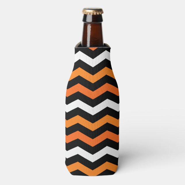 Halloween Chevron Stripe Can Cooler (Bottle Front)