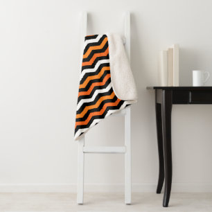 Halloween Chevron Stripe Sherpa Blanket