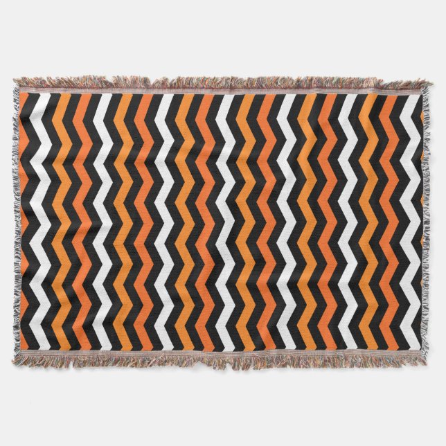 Halloween Chevron Stripe Throw Blanket (Front)