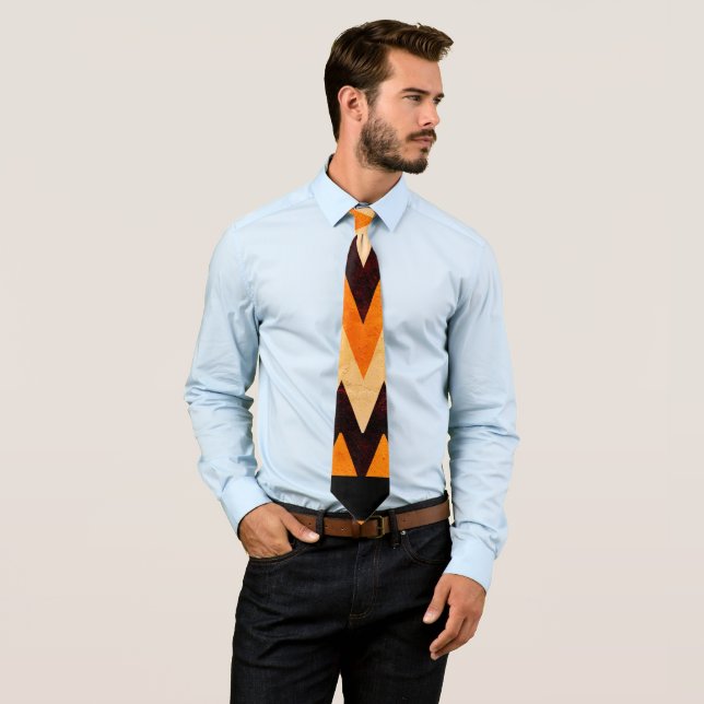Halloween Chevron Zigzag Pattern – Orange & Black Tie (In Situ)