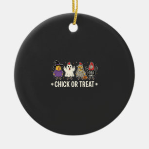 Halloween Chick or Treat Funny Chicken Costume Des Ceramic Ornament