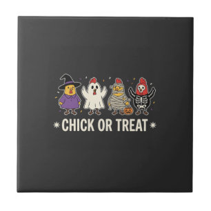 Halloween Chick or Treat Funny Chicken Costume Des Ceramic Tile