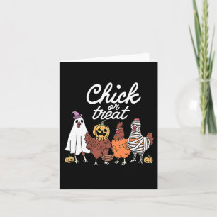 Halloween Chick Or Treat Funny Ghost Chicken Lady Card