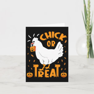 Halloween Chick Or Treat Funny Halloween Chicken C Card