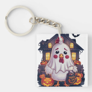 Halloween Chicken #1 Digital Art Key Ring