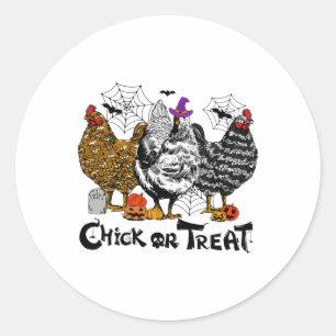 Halloween Chicken Chick Or Treat Spooky Season Pum Classic Round Sticker