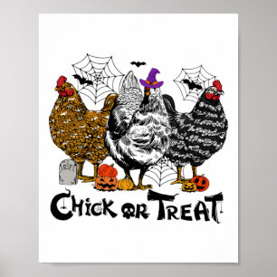 Halloween Chicken Chick Or Treat Spooky Season Pum Poster