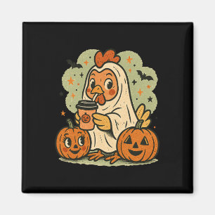 Halloween Chicken Ghost Costume Retro Tee Rooster Magnet