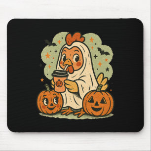 Halloween Chicken Ghost Costume Retro Tee Rooster  Mouse Pad